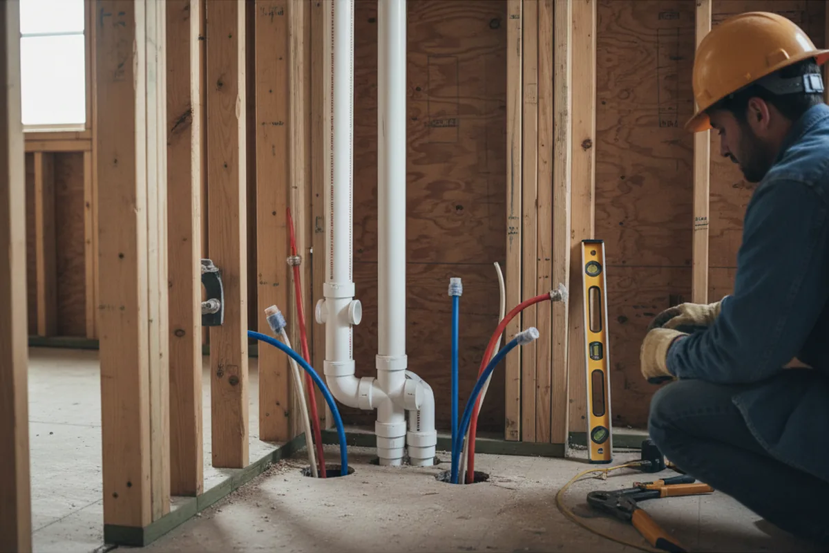 Drain and supply rough-in during Sump Pump Repair in Jonesville